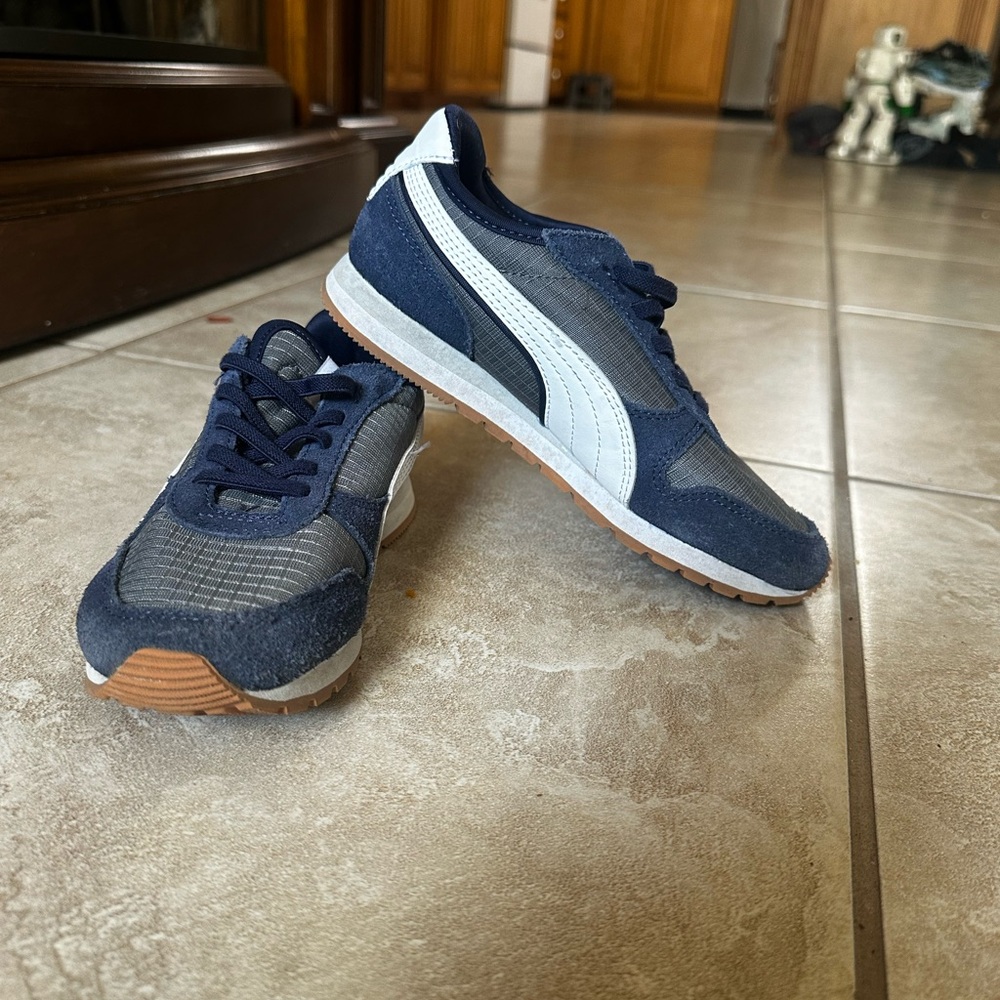 Puma Kids Navy and White Sneakers